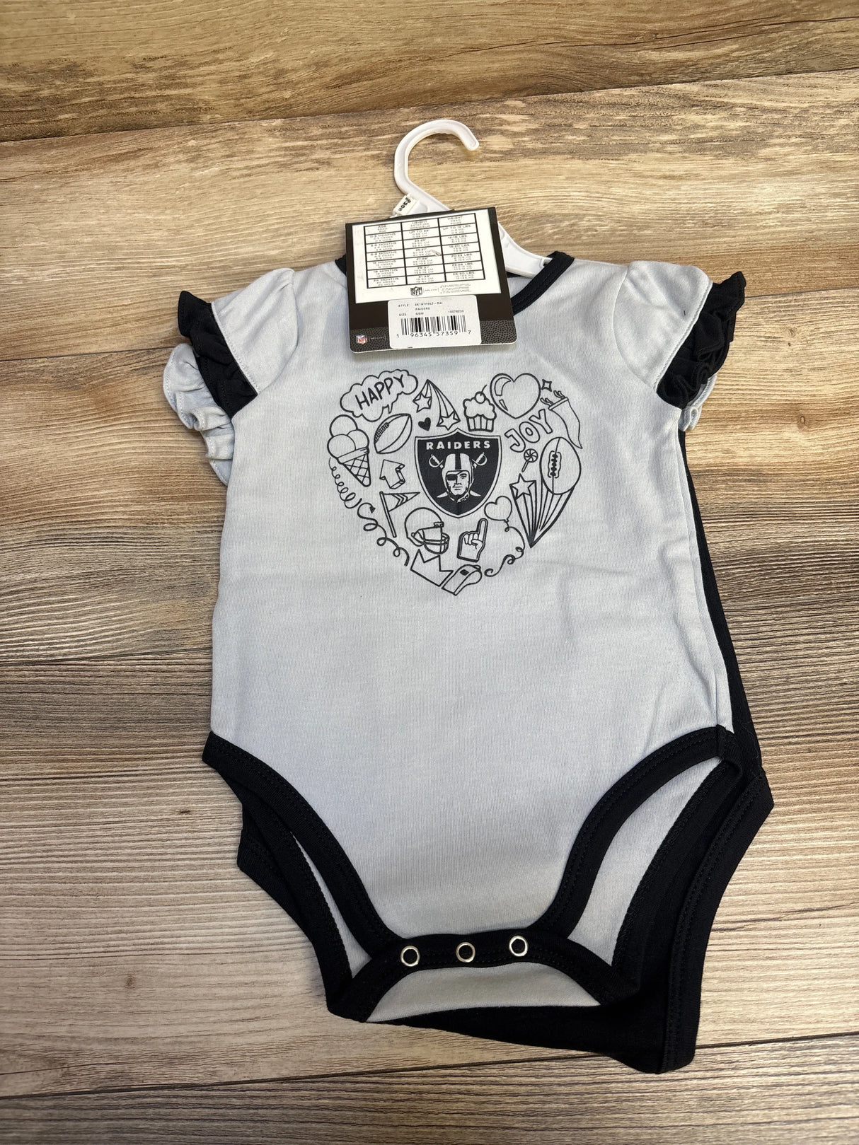 NEW NFL Las Vegas Raiders 2pc Creeper Black sz 6/9m