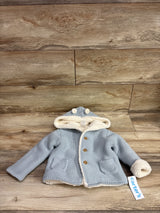NEW Carter's Sherpa Lined Knit Hooded Button-Up Cardigan Blue sz 18m