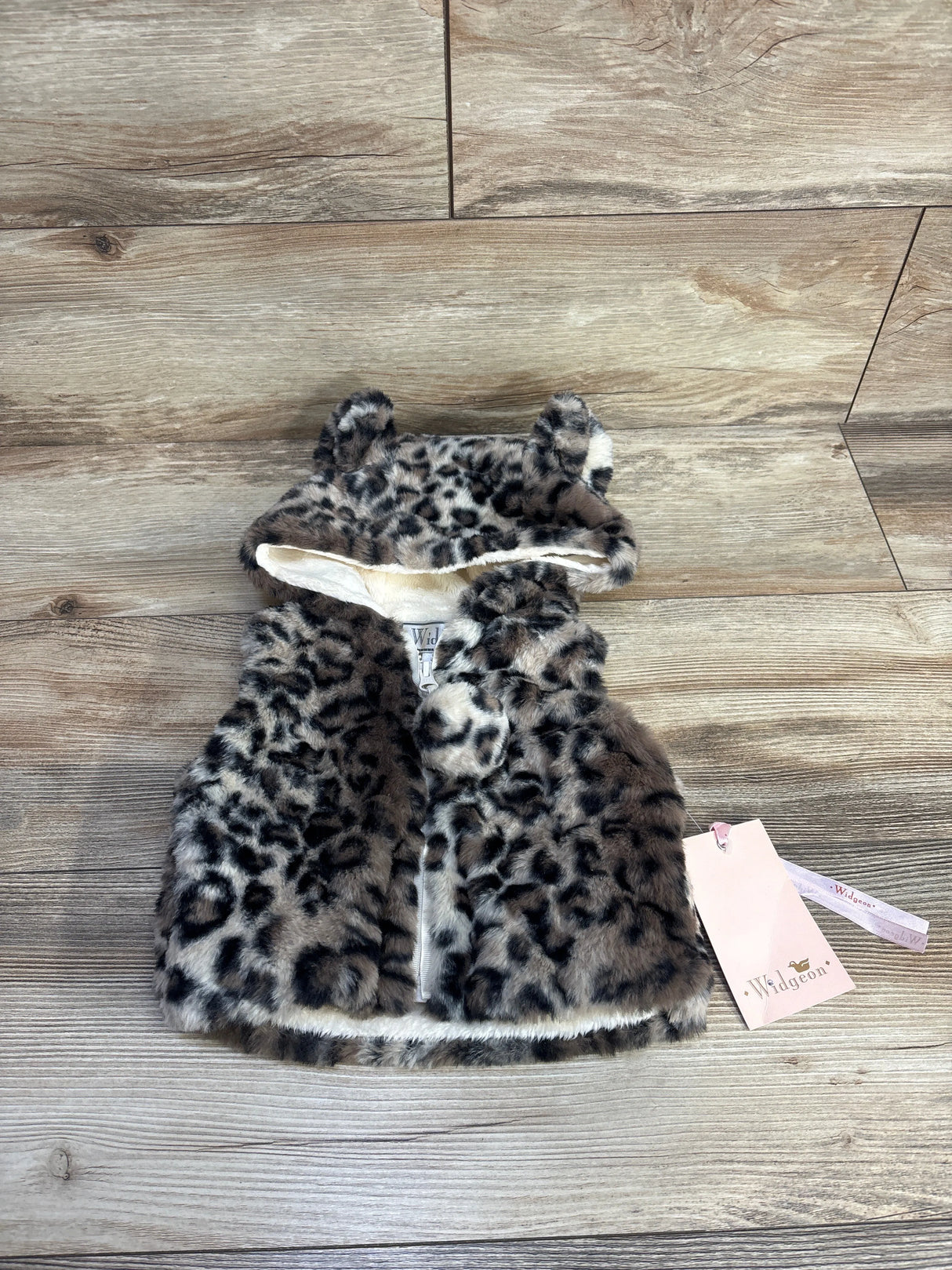 NEW Widgeon Plush Leopard Print Ear Pompom Vest Brown sz 12m