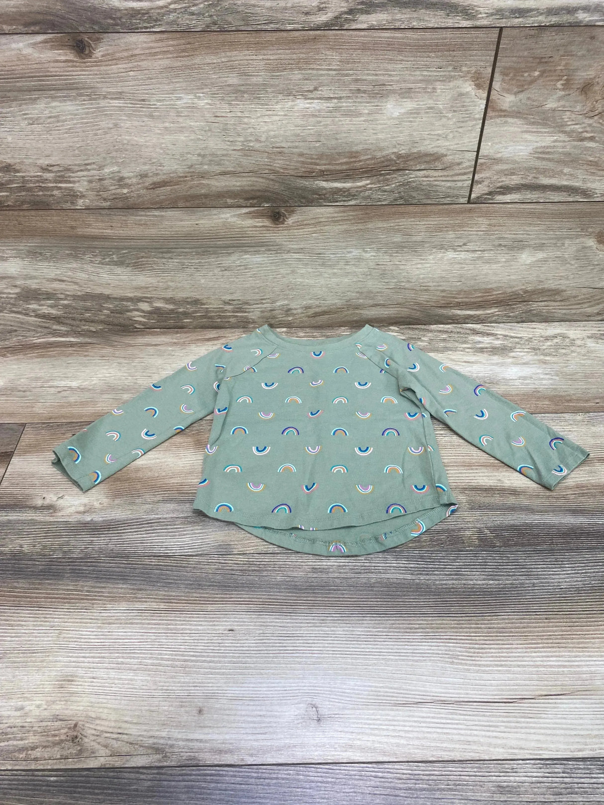 Cat & Jack Rainbow Shirt Green sz 2T