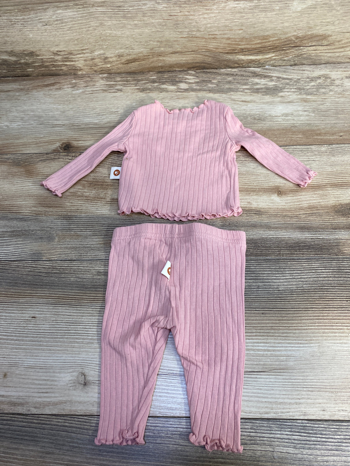 Cozy Cub 2pc Ribbed Lettuce Trim Set Pink sz 0-1m