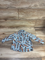 Little Trendy Satin Long Sleeve Button-Up Shirt Blue sz 18m