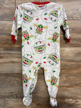 Star Wars Baby Yoda Christmas Blanket Sleeper White sz 18m