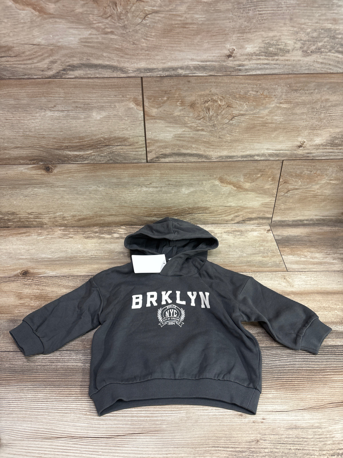 NEW H&M Brooklyn NYC Pullover Hoodie Sweatshirt Grey sz 9m