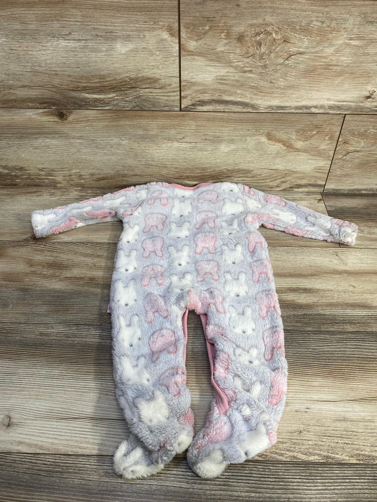 Little & Loved Bunny Print Sleeper Gray sz 6-9m