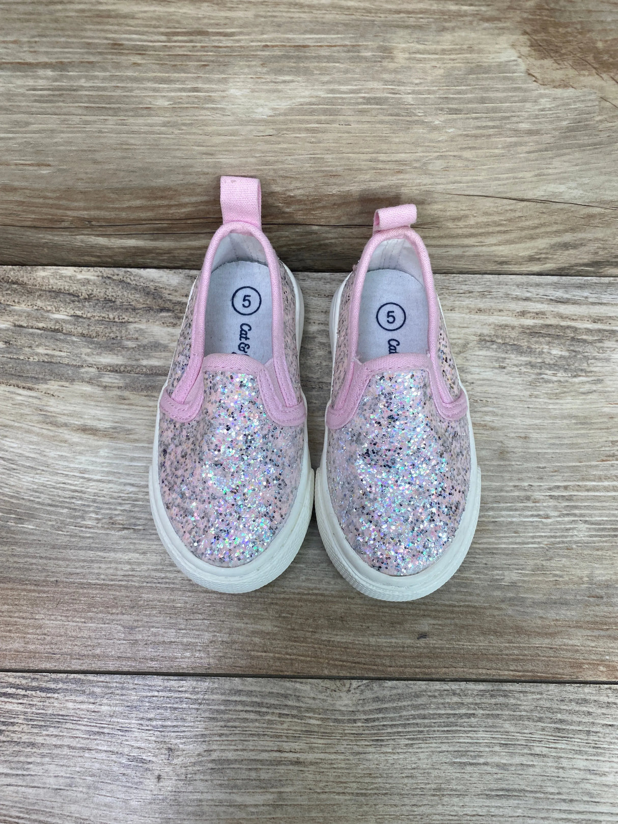 Cat & Jack Toddler Madigan Slip-On Glitter Sneakers Pink Sz 5c