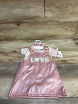 NEW Little Lass 3pc Bodysuit, Faux Leather Skirtall, & Headband Set Pink sz 18m