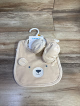 NEW Carter's 2pc Bib & Booties Set Beige sz 0-3m