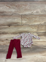 Nicole Miller 2pc Floral Bodysuit & Ribbed Leggings Set White sz 6-9m