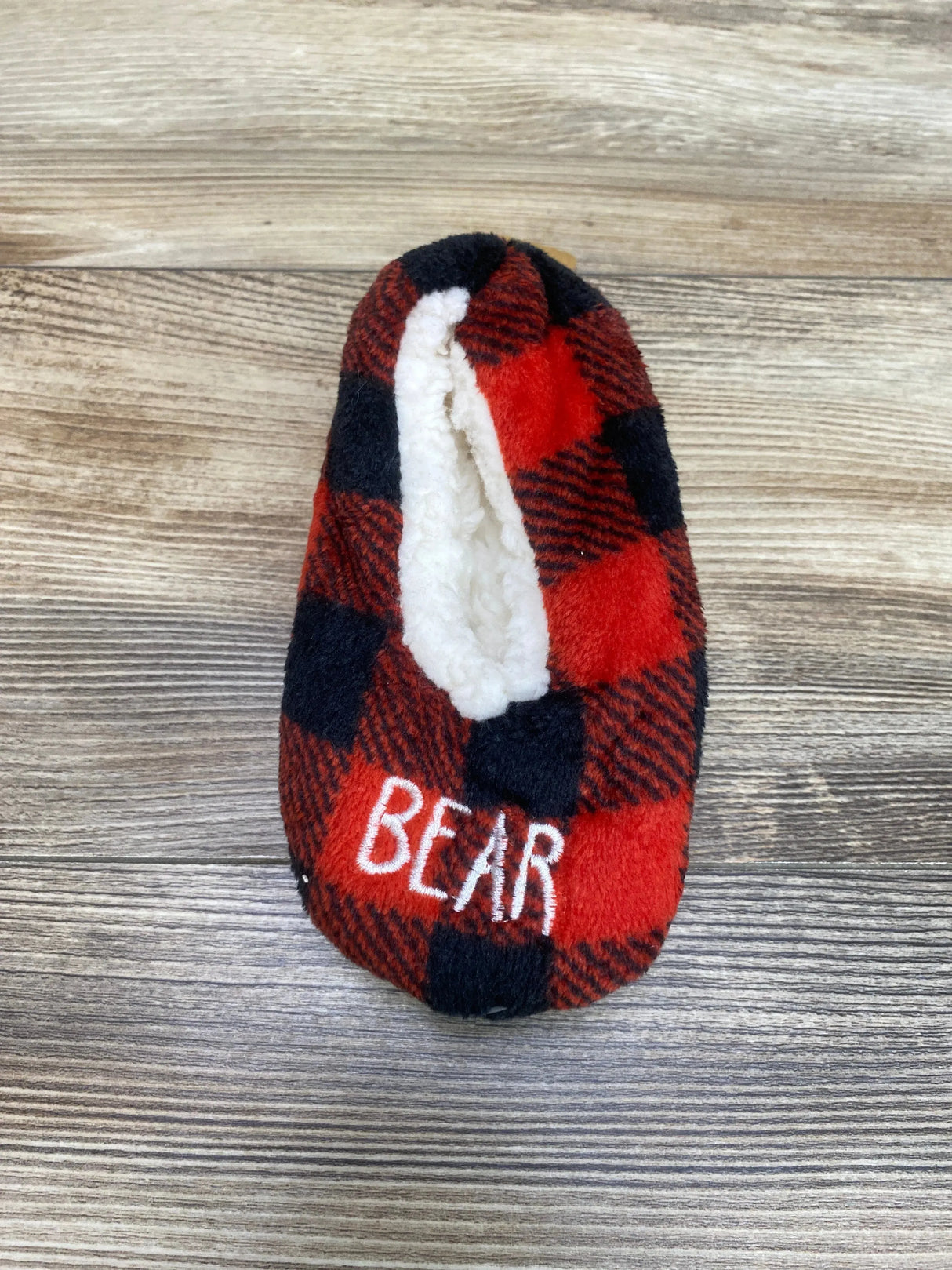 NEW Capelli Slipper Socks Red Buffalo Print 'Lil' Bear' Sz 2T-4T