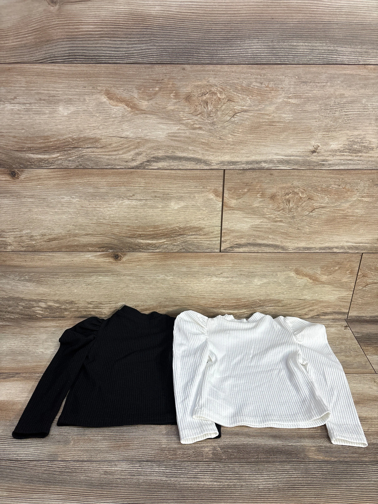 Shein 2pk Ribbed Puff Sleeve Shirts Black sz 12-18m