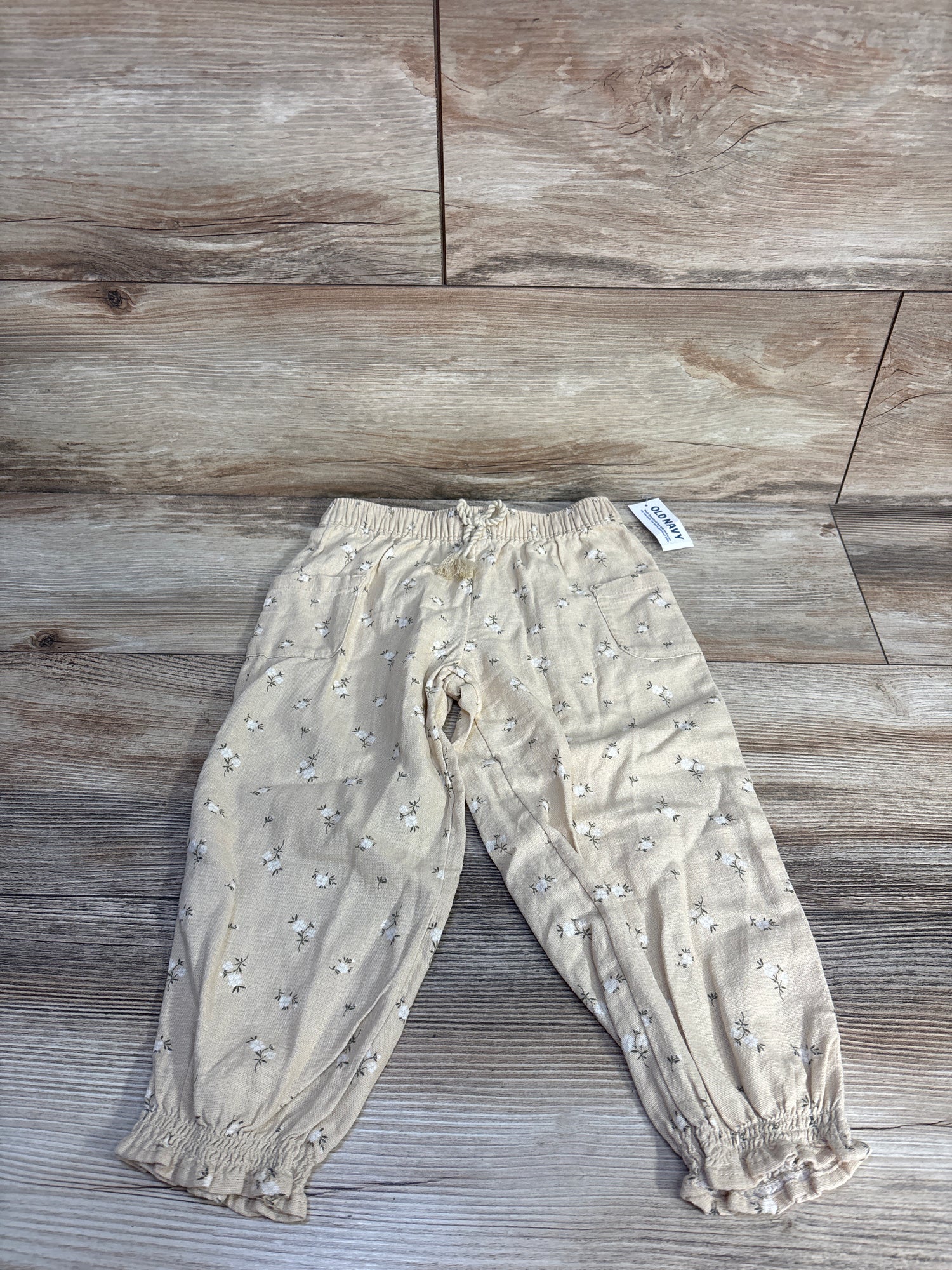 NEW Old Navy Linen Blend Floral Pants Cream sz 3T
