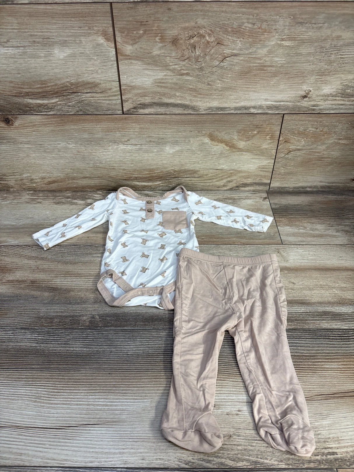 Snug 2pc Modal Bodysuit & Footed Pants Set Beige sz 0-3m