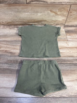 Cat & Jack 2pc Waffle Knit Shirt & Shorts Set Green sz 12m