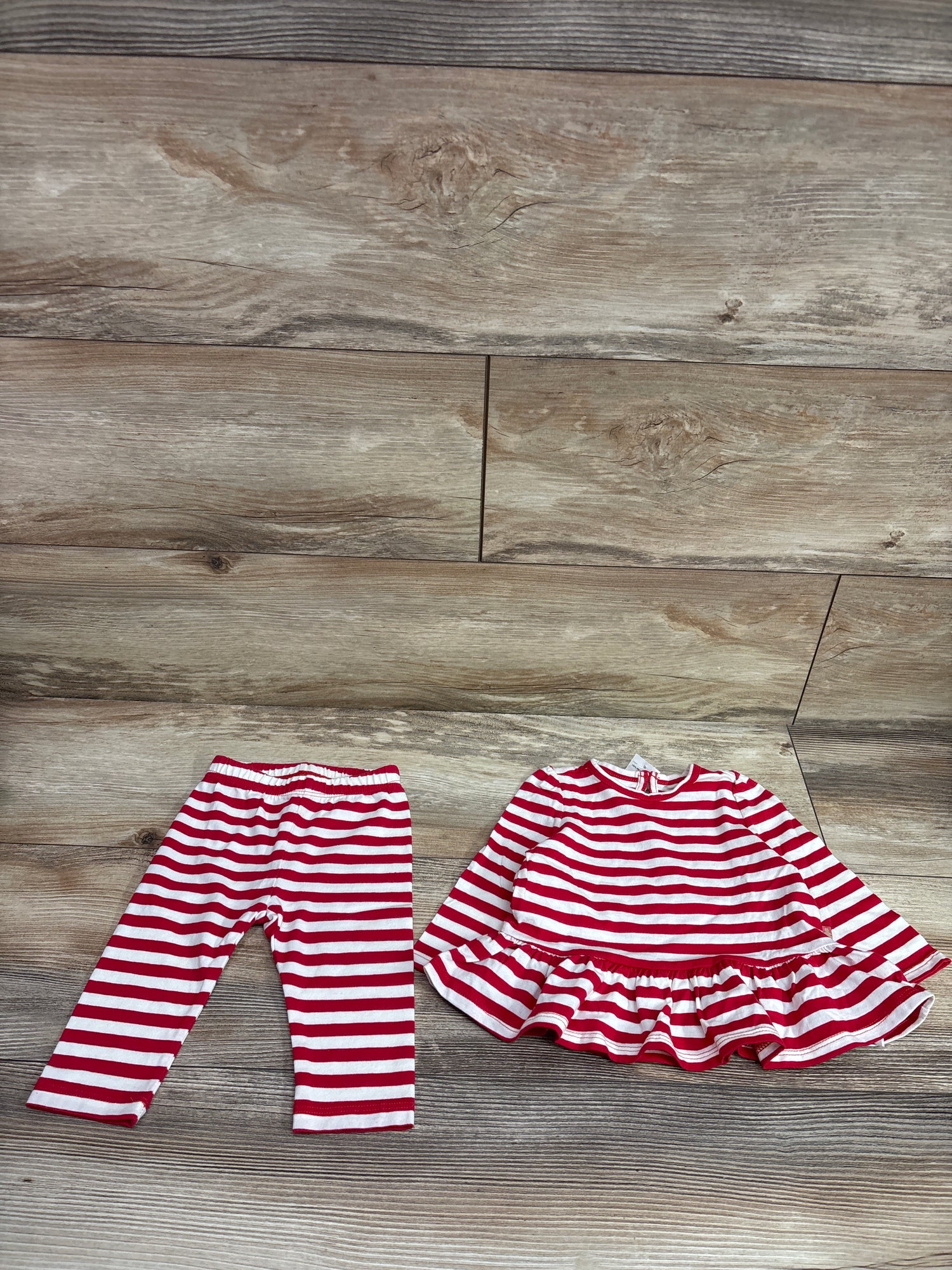NEW Baby Gap 2pc Striped Shirt & Pants Set Red sz 3-6m