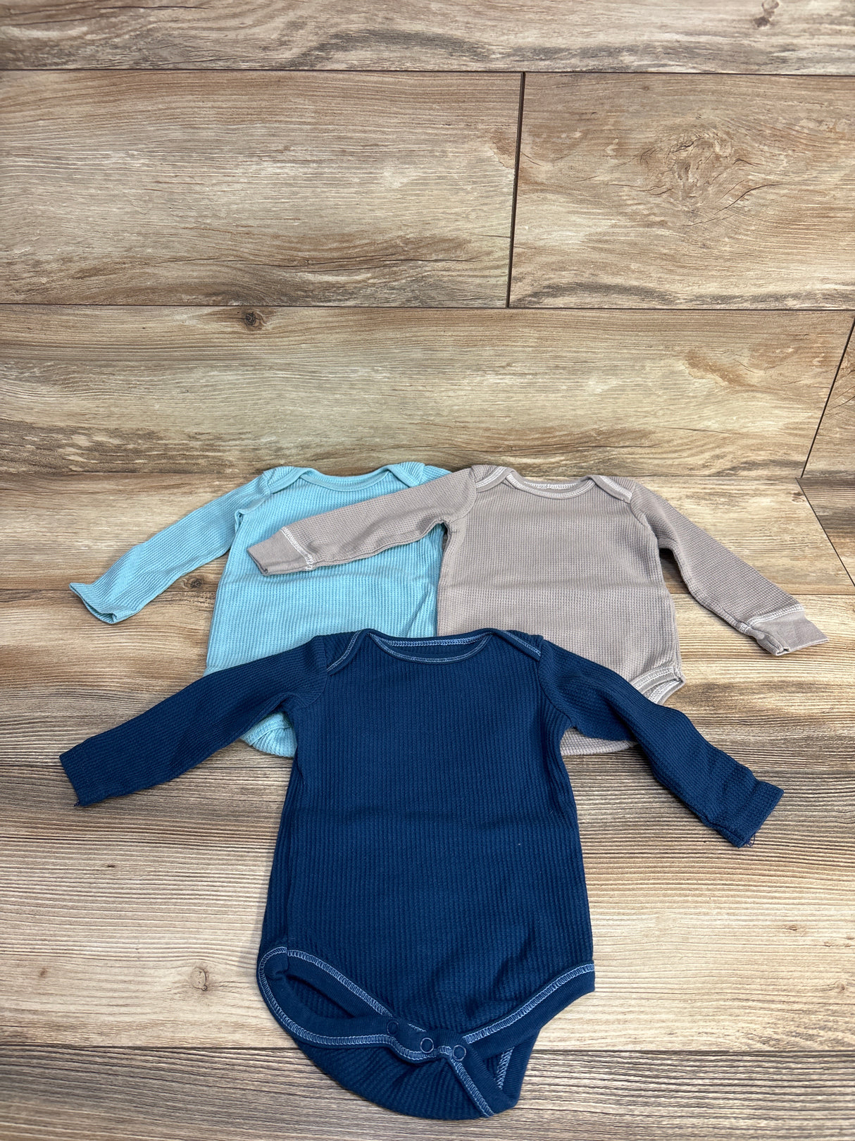 Chick Pea 3pk Waffle Knit Bodysuits Blue sz 6-9m