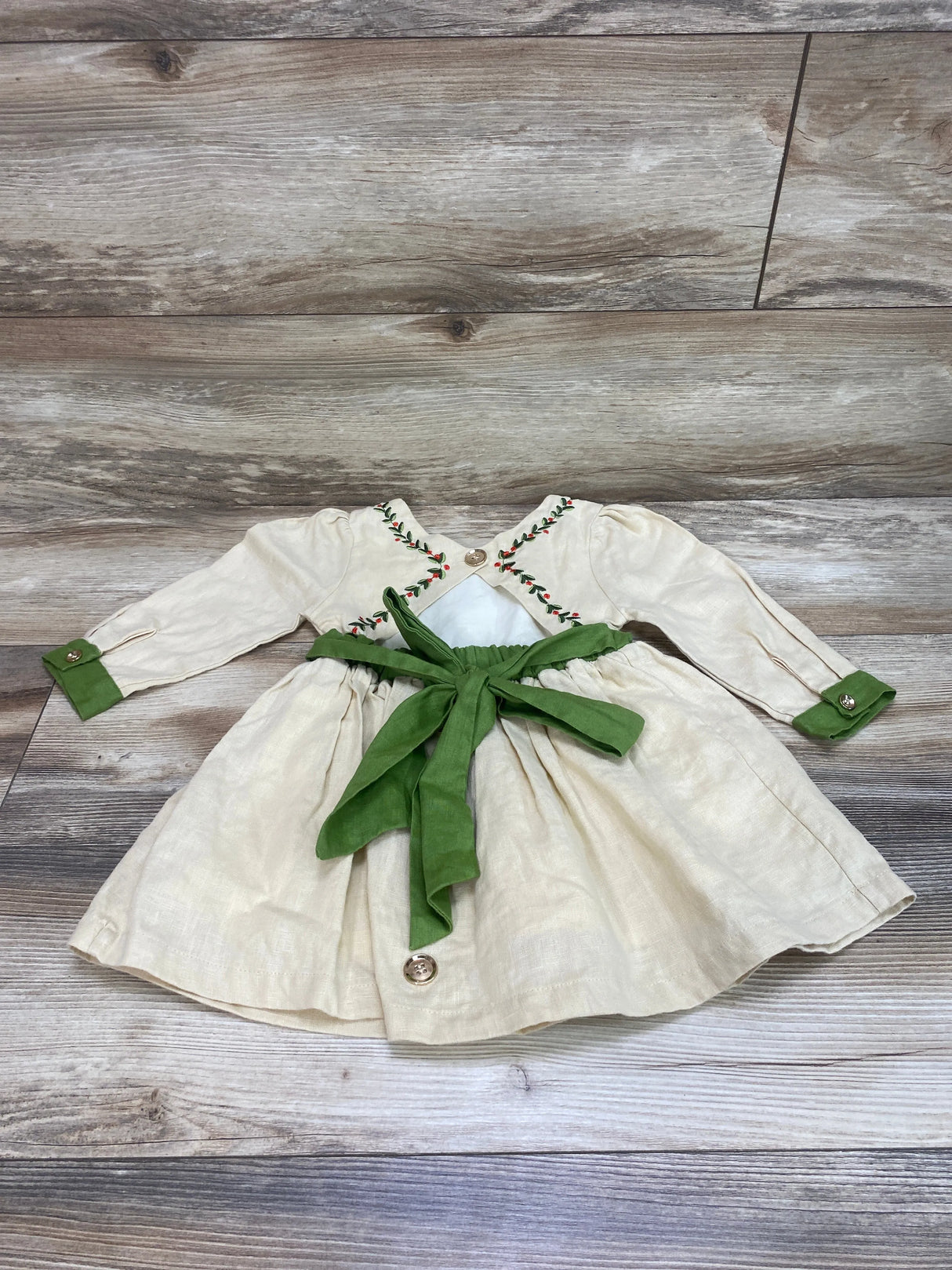 Eliza Grace Clothing Embroidered Dress Beige sz 3T