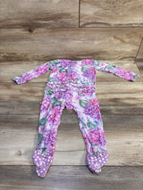 Bums & Roses Bamboo Floral Ruffle Footie Sleeper Pink sz 9-12m