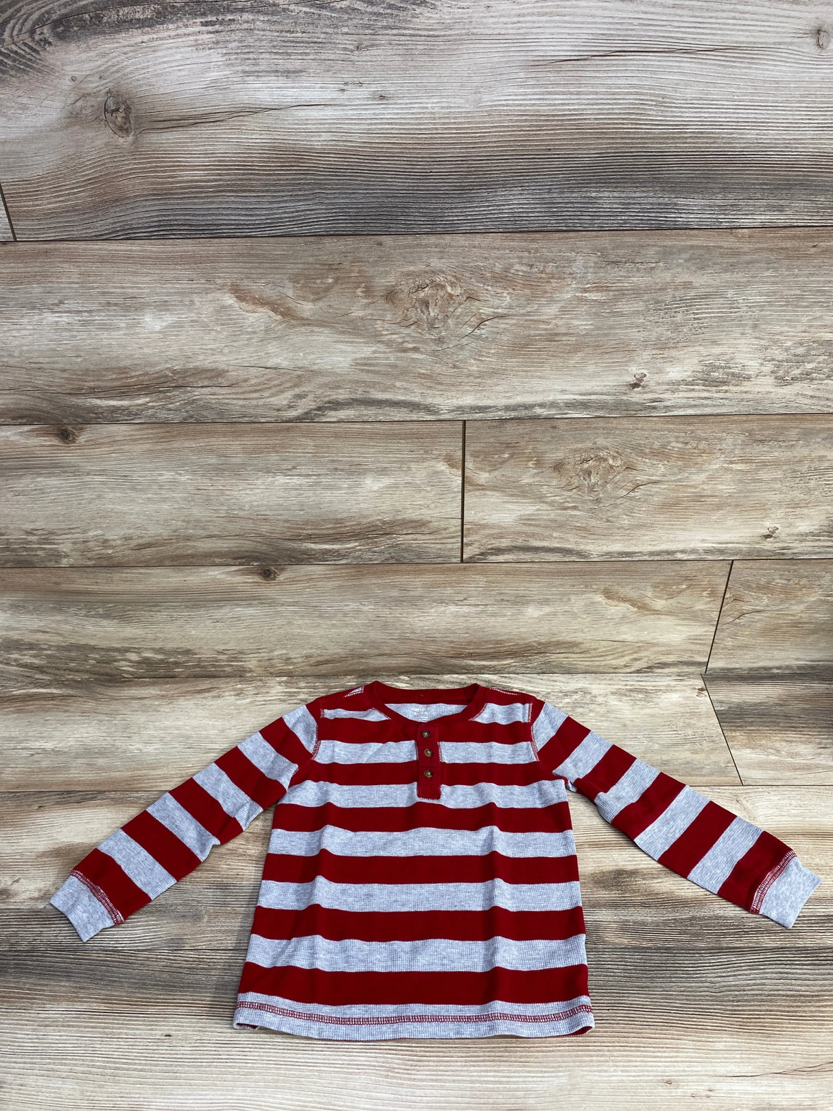 Carter's Striped Waffle Knit Henley Shirt Red sz 5T