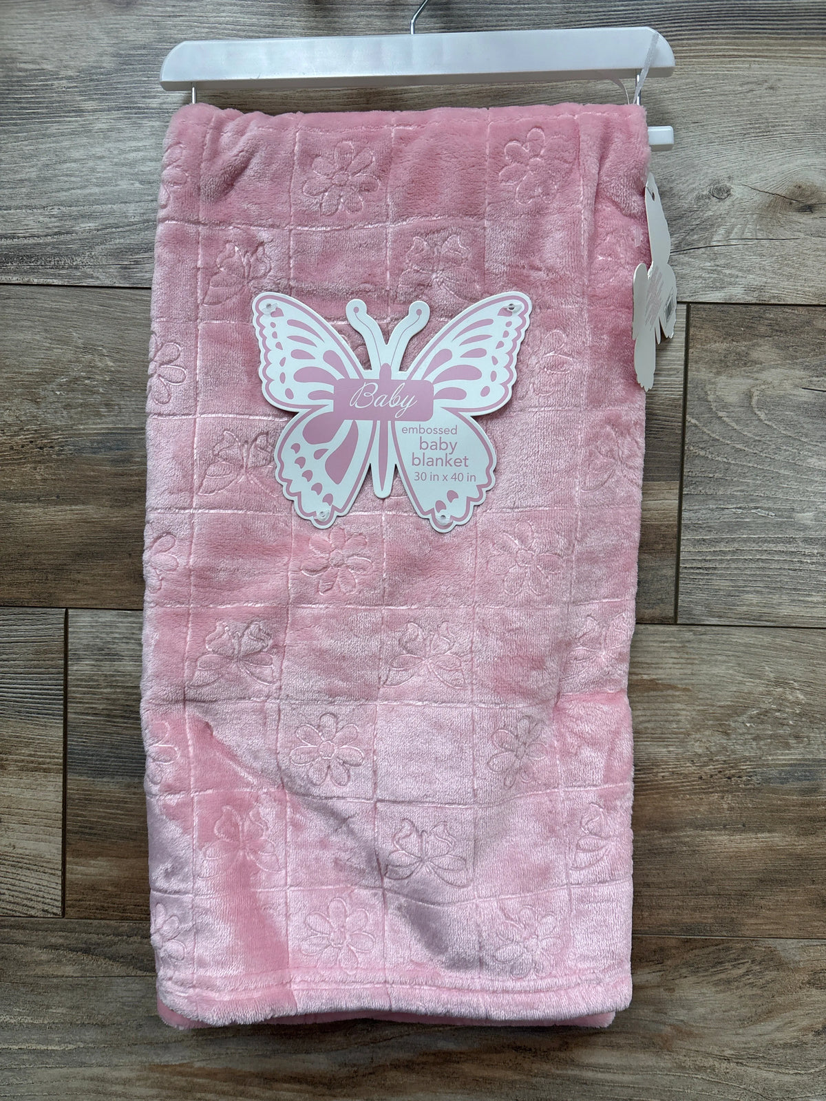 NEW Butterfly Embossed Plush Baby Blanket Pink