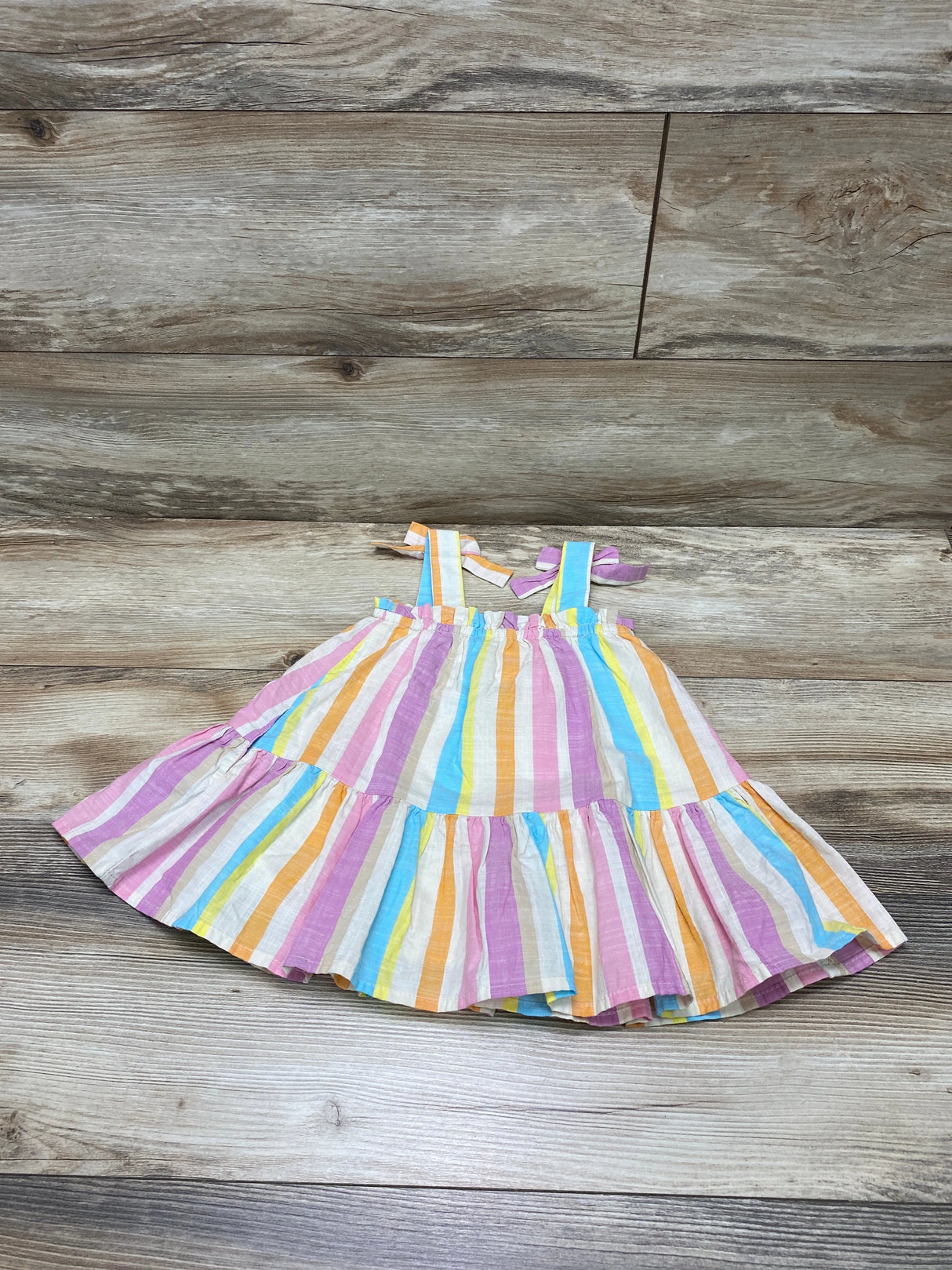 Cat & Jack Rainbow Striped Dress Beige sz 12m