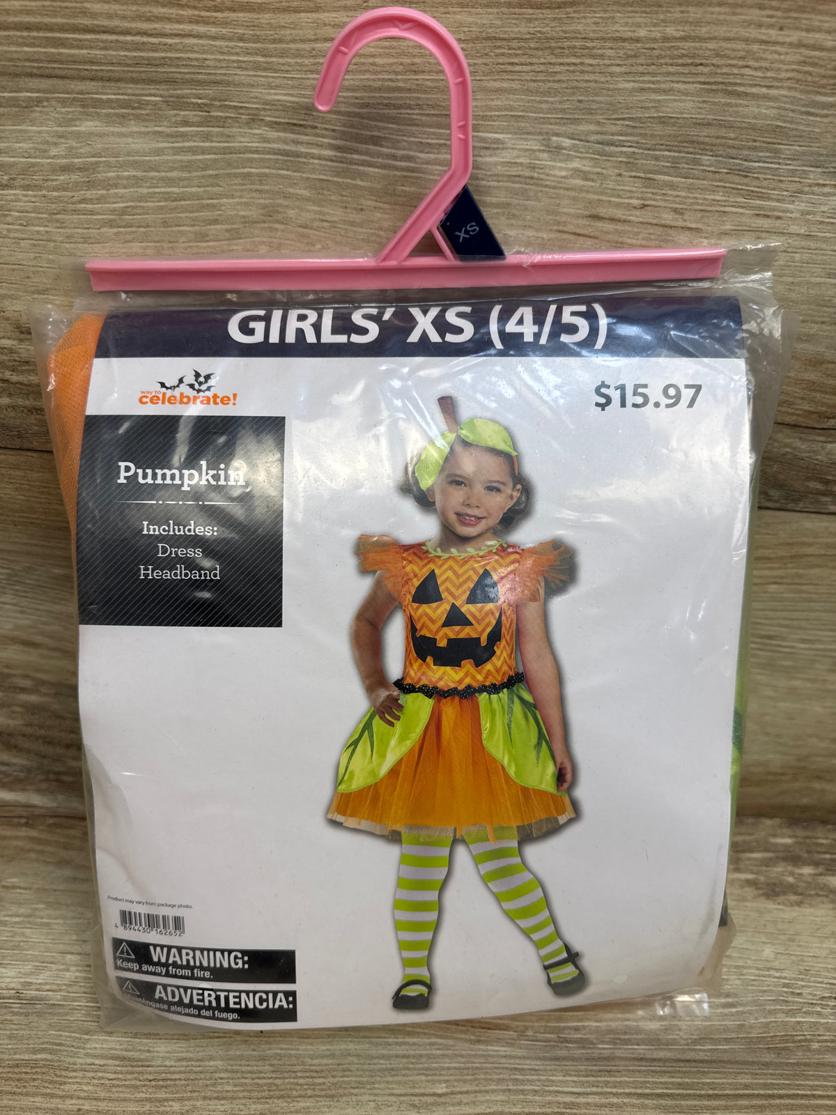Way To Celebrate! 2pc Halloween Pumpkin Costume Orange sz 4-5T