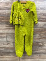 Dr. Seuss The Grinch 2pc Plush Footed Coverall & Hat Set Green sz 3T