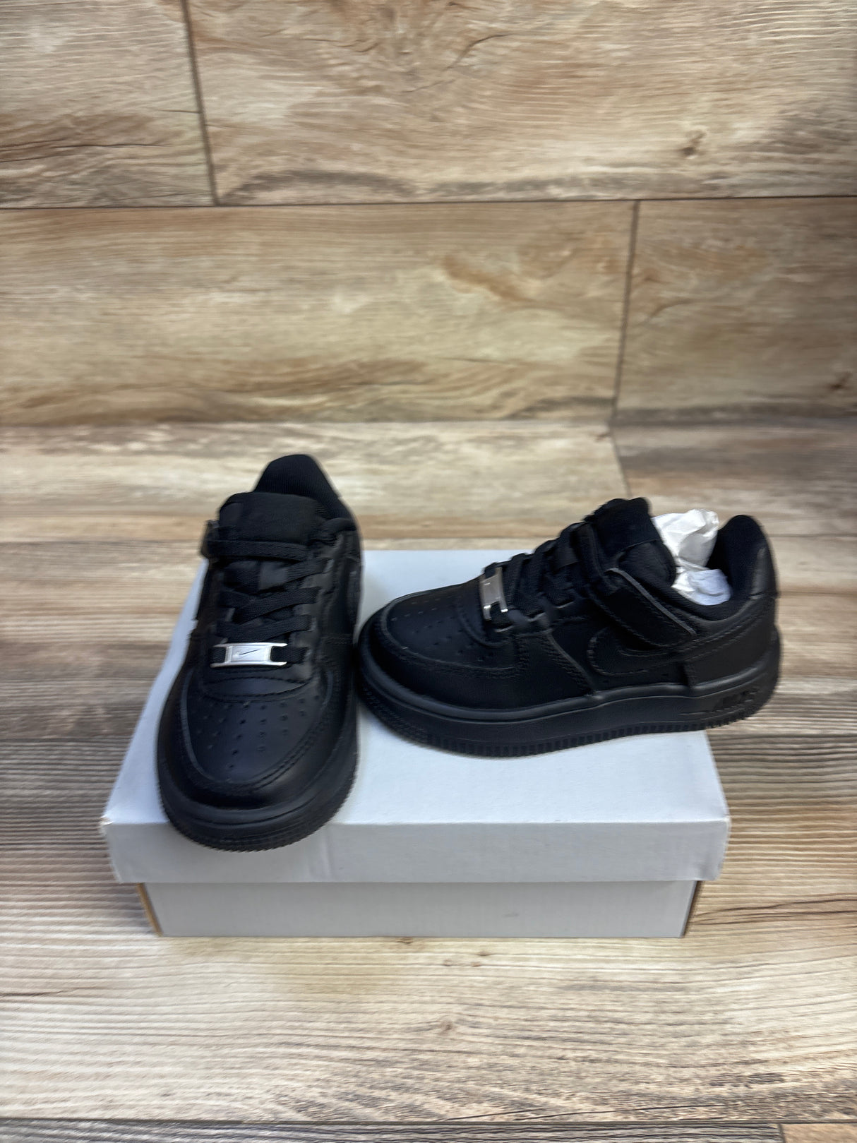 NEW Nike Force 1 Low EasyOn PS 'Triple Black' Sneakers sz 8c