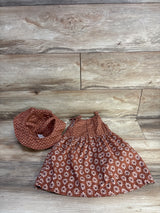 Just One You 2pc Sleeveless Dress & Hat Set Brown sz 18m