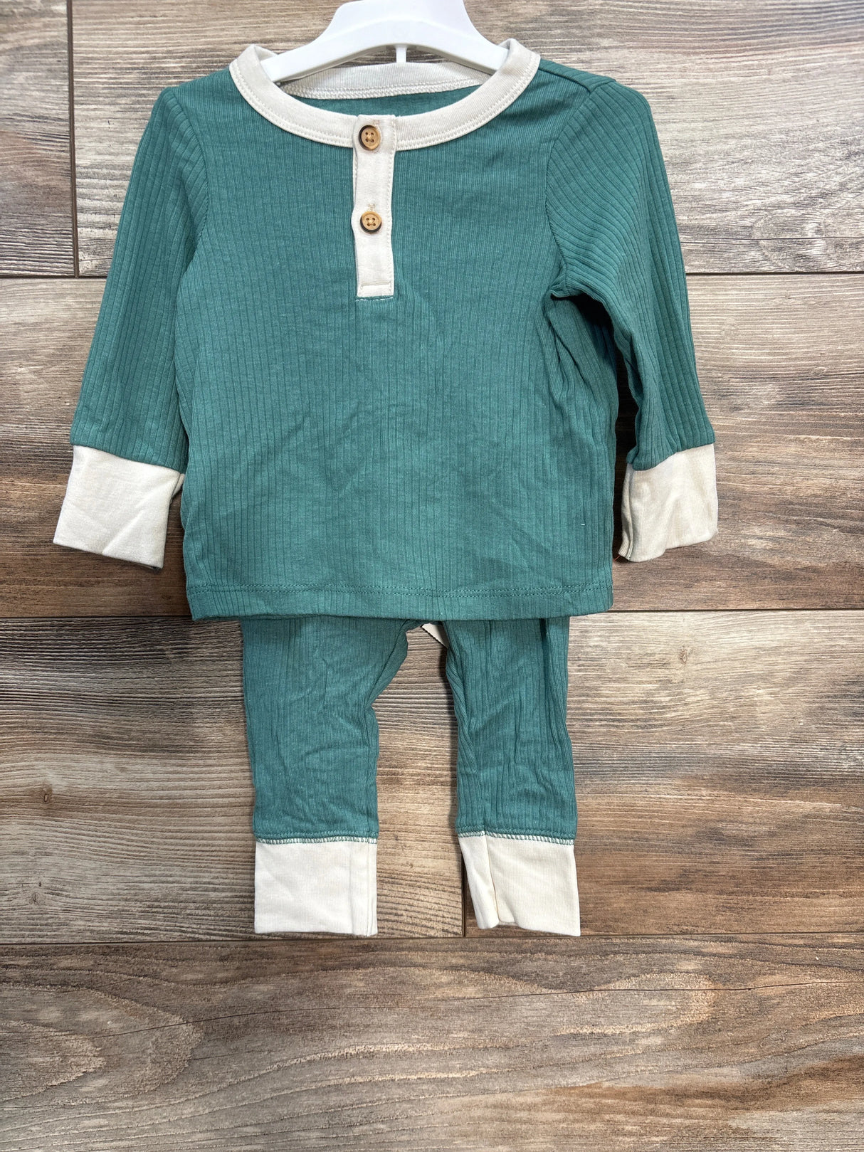 NEW Cat & Jack 2pc Ribbed Shirt & Pants Set Green sz 3-6m