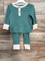 NEW Cat & Jack 2pc Ribbed Shirt & Pants Set Green sz 3-6m