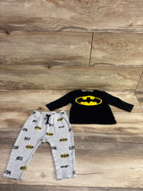 DC Batman 2pc Long Sleeve Shirt & Joggers Set Black sz 3/6m