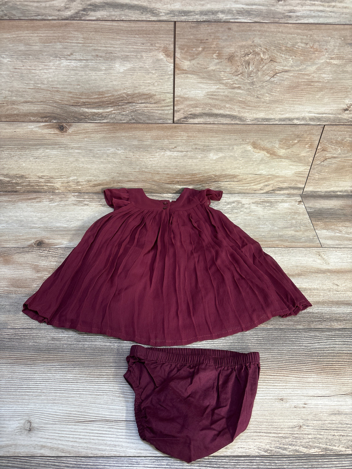 Oshkosh 2pc Pleated Tulle Dress & Bloomers Set Maroon sz 9m