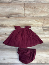 Oshkosh 2pc Pleated Tulle Dress & Bloomers Set Maroon sz 9m