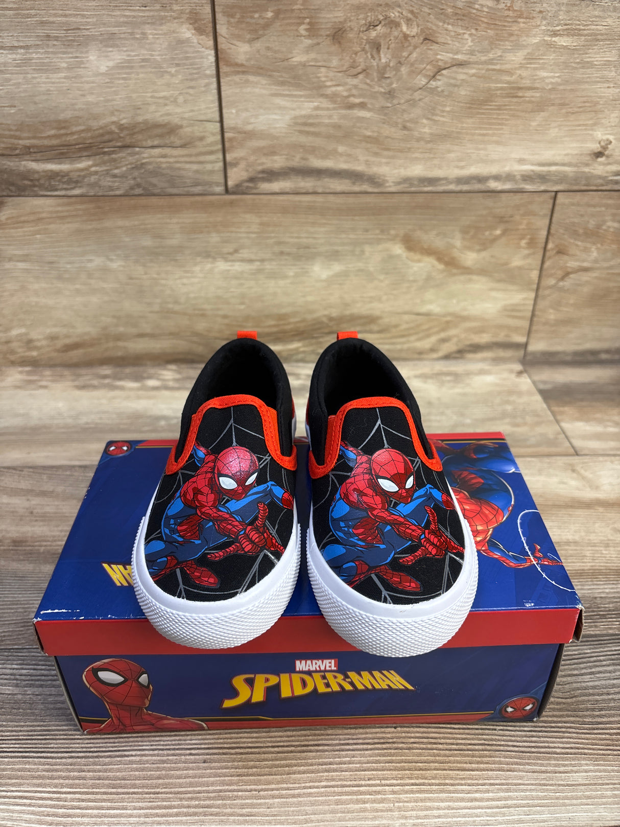 NEW Marvel Spiderman Twin Gore Slip-On Sneakers Black sz 11c