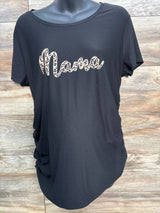 Time & Tru Maternity Mama Shirt Black sz L