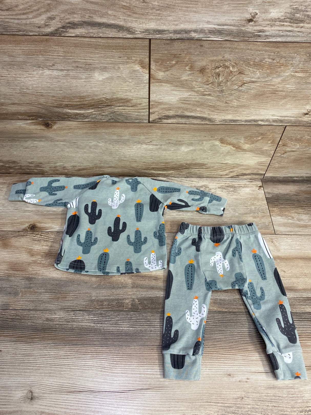 Little One Shop 2pc Cactus Pajama Set Sage sz 6-12m