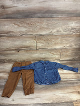 Ben Sherman 2pc Patterned Button Up Shirt & Pants Set Blue sz 24m