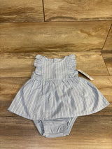 NEW Child Of Mine Striped Bodysuit Dress Blue sz 6-9m