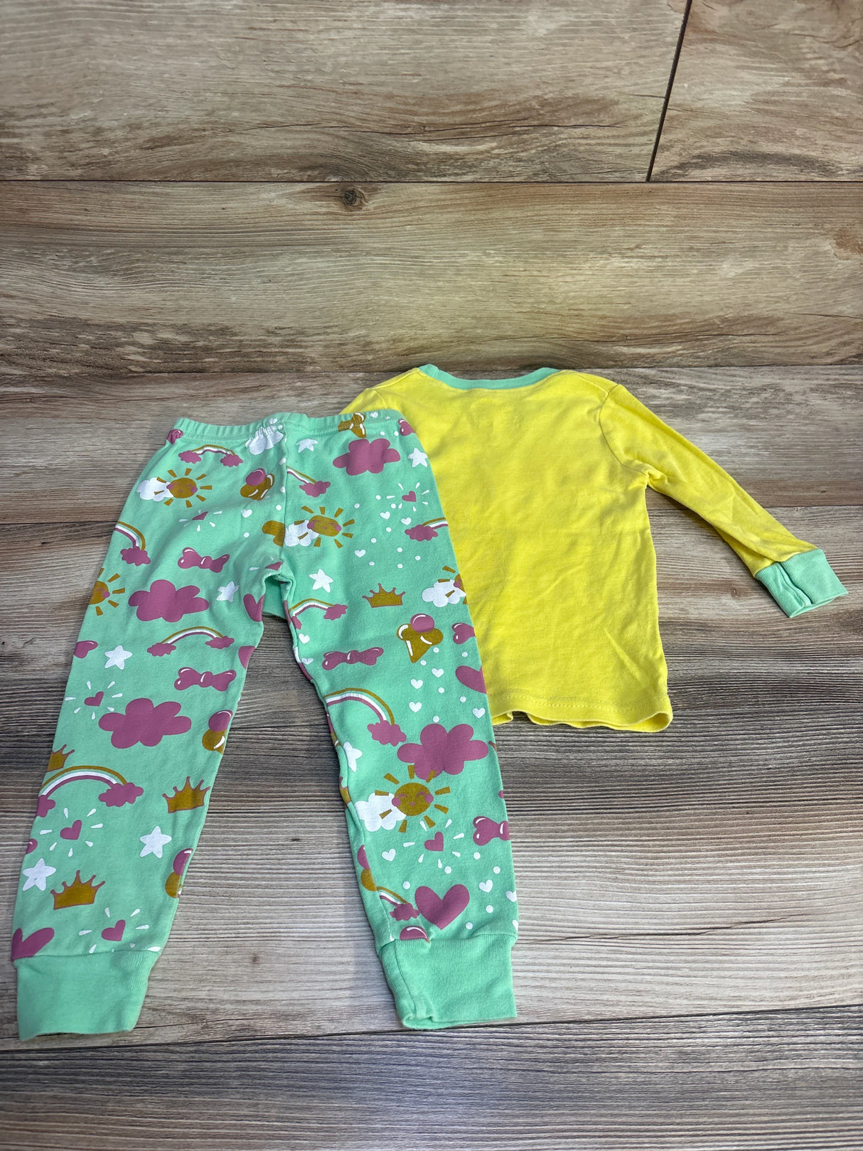 Dolphin & Fish 2pc Rainbow Pajama Set Yellow sz 2T - Me n Mommy To Be
