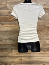 Isabel Maternity Ruched V-Neck Shirt White sz XS