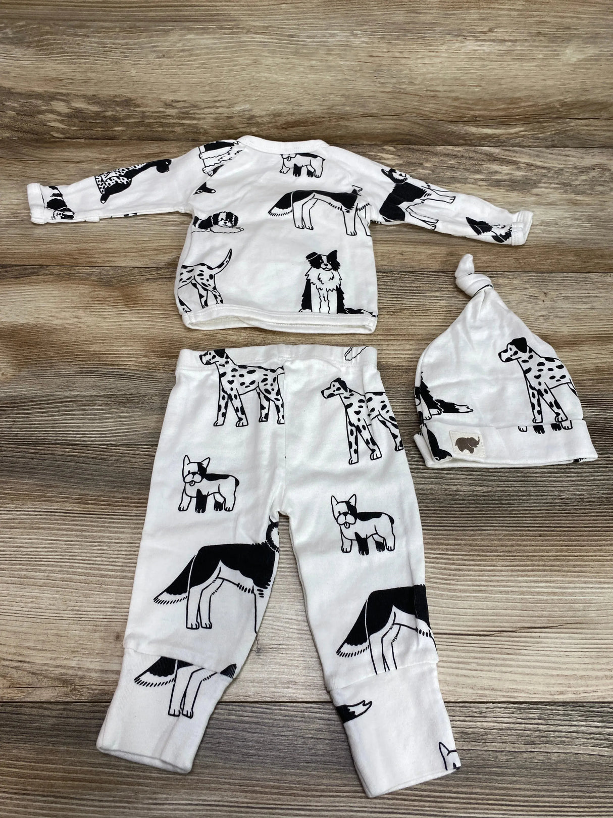 M+A by Monica + Andy 3pc Organic Dog Print Kimono Set White sz 0-3m