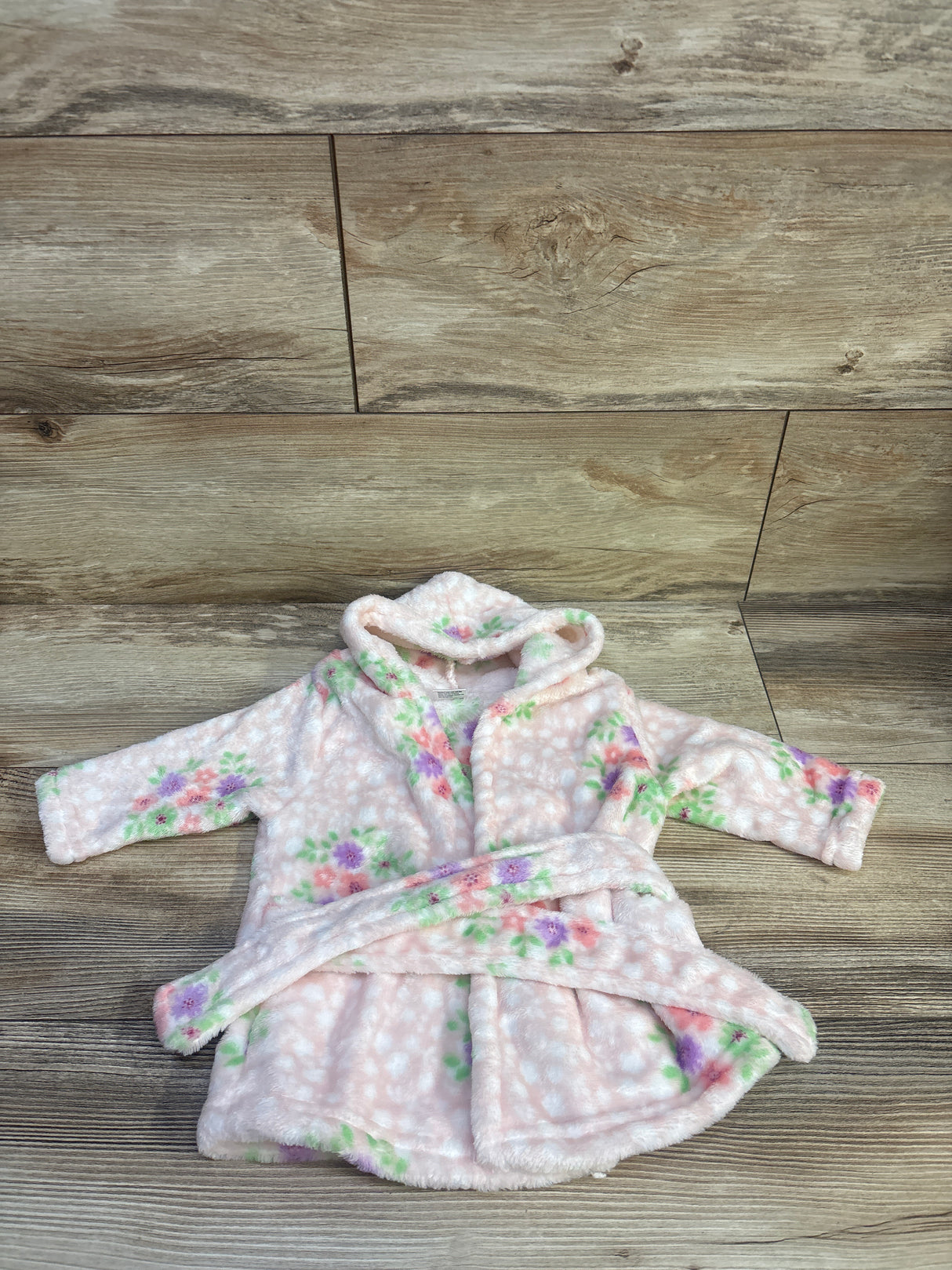 Floral Plush Hooded robe Pink sz 0-9m