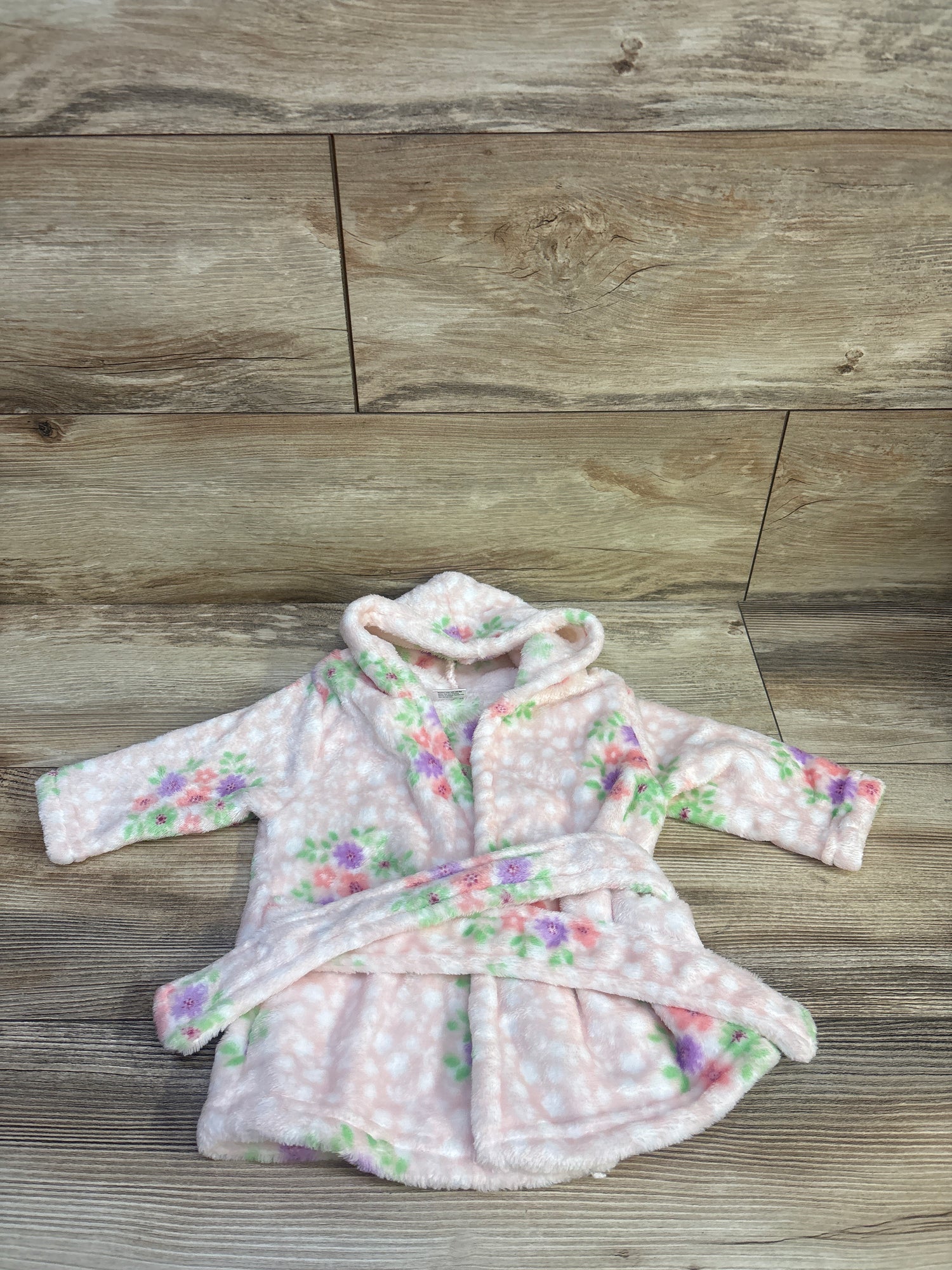 Floral Plush Hooded robe Pink sz 0-9m