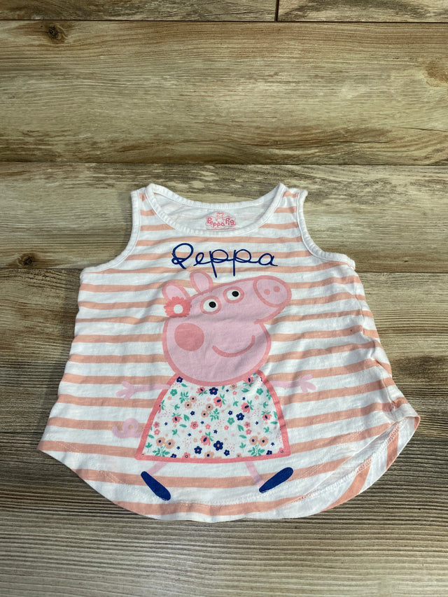 Peppa Pig Striped Tank Top White sz 4-5T - Me n Mommy To Be