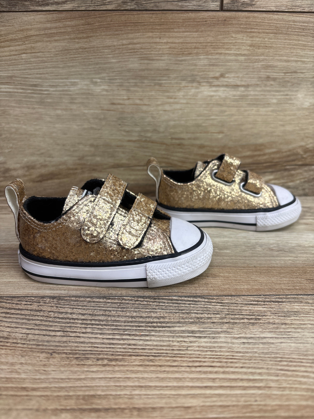 Converse Chuck Taylor All Star Easy-On Double Velcro Sneakers Gold sz 3c
