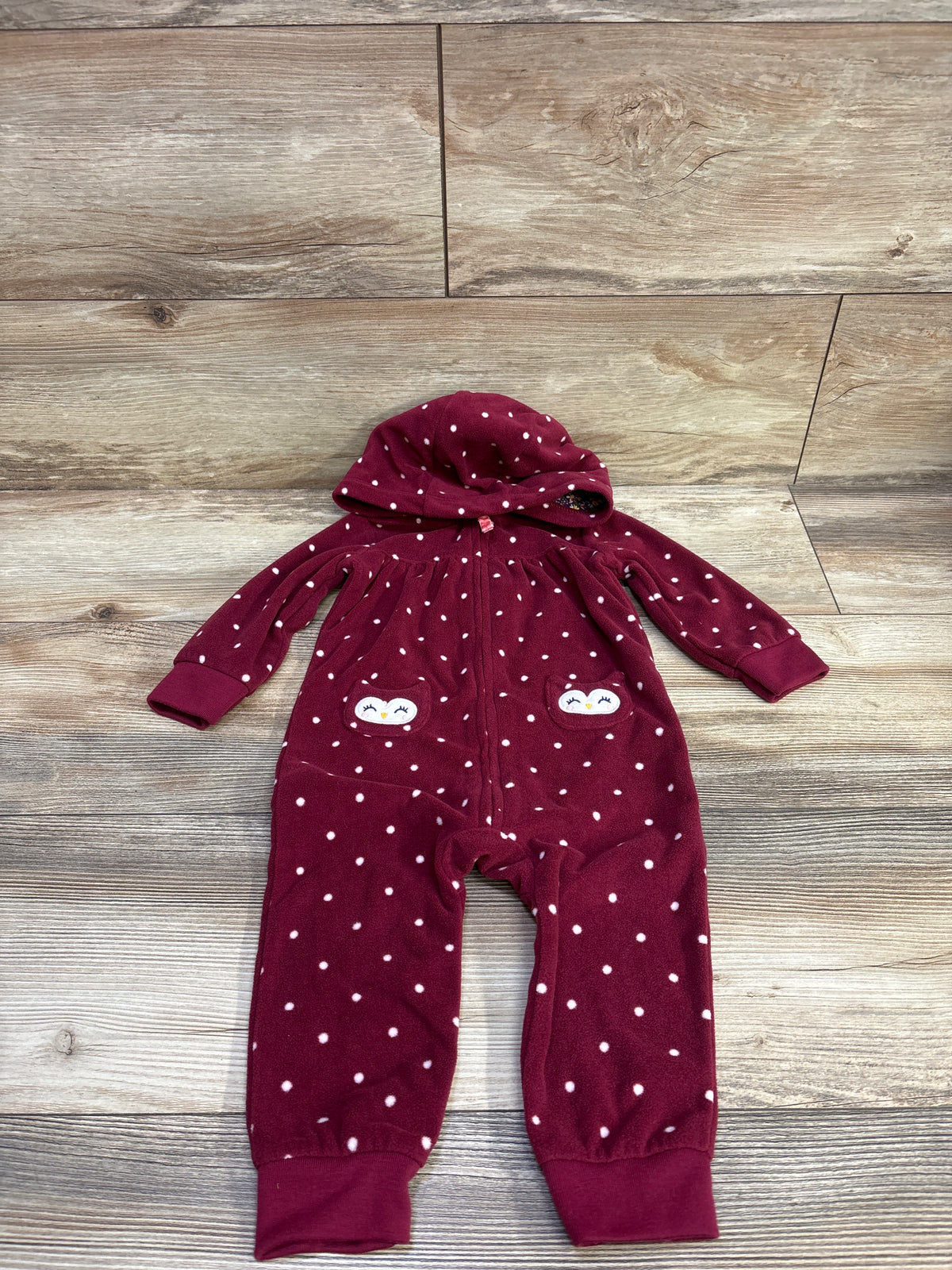 Carter's Hooded Fleece Coverall Maroon sz 12m