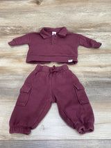 Baby Gap 2pc Henley Sweatshirt & Joggers Red sz 0-3m