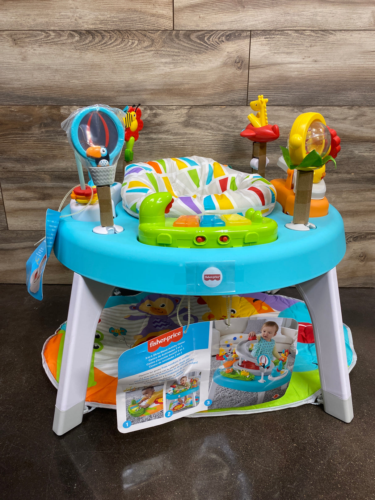 NEW Fisher Price 3-in-1 Sit-to-Stand Activity Center In Jazzy Jungle