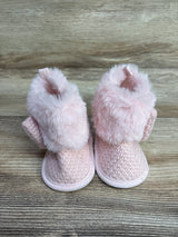 First Steps by Stepping Stones Faux Fur Knit Booties Pink sz 1/2c